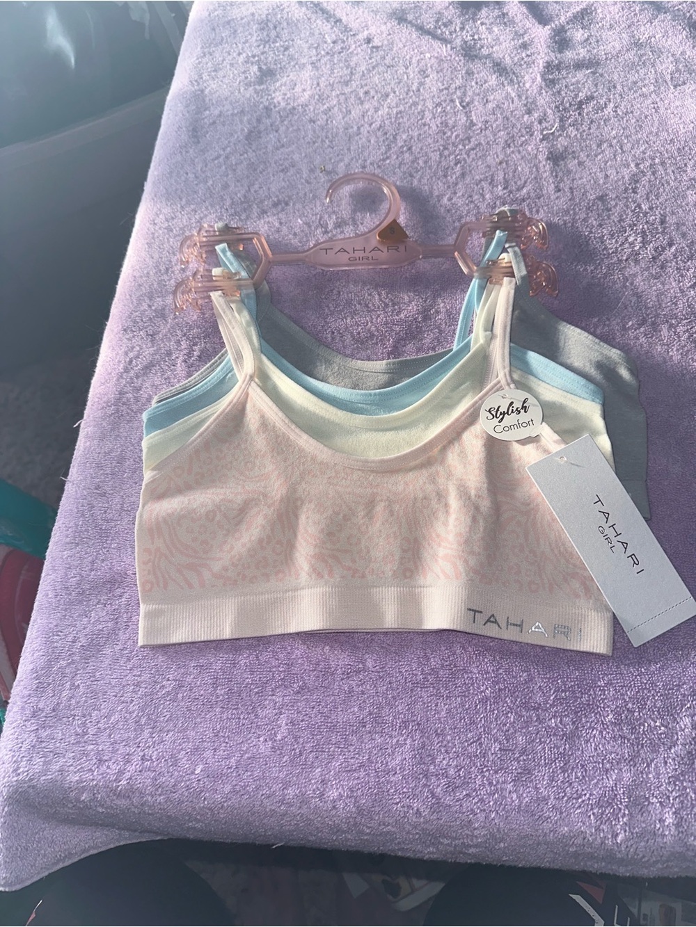 Tahari Girls Pastel Pink, Blue and Cream Seamless Comfort Bras (4- Pack)